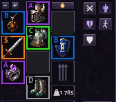 Inventario con ítems nuevos y el borde de su rango, captura real
